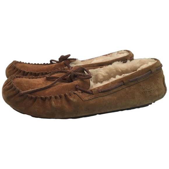 Ugg Dakota Slip On Leather Slippers Wool Lining Womens Brown 10 - Picture 8 of 12